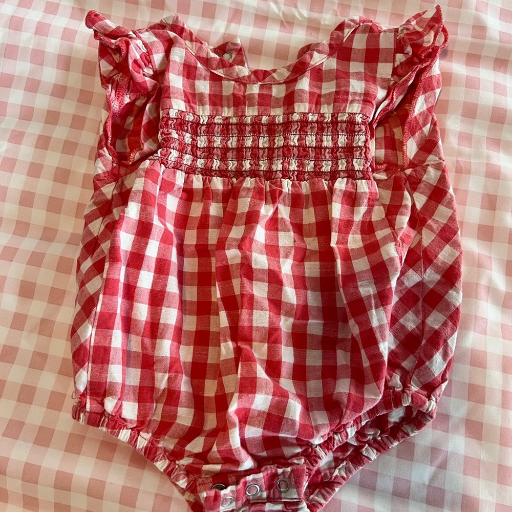 Charming Red Checkered Kids Bodysuit